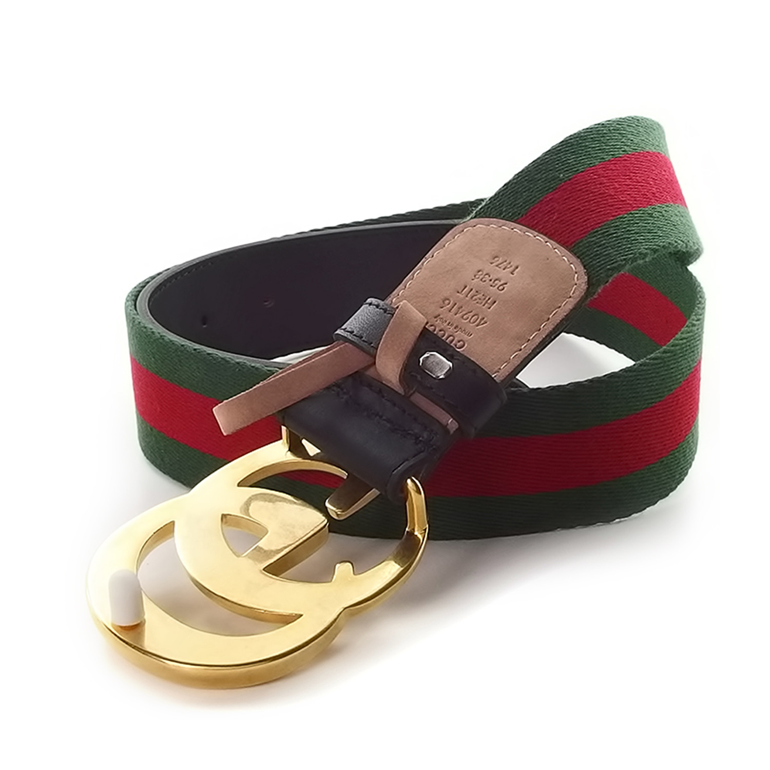 Gucci // Contoured GG Stripe Ribbon Creased Belt // Green + Red + Gold ...