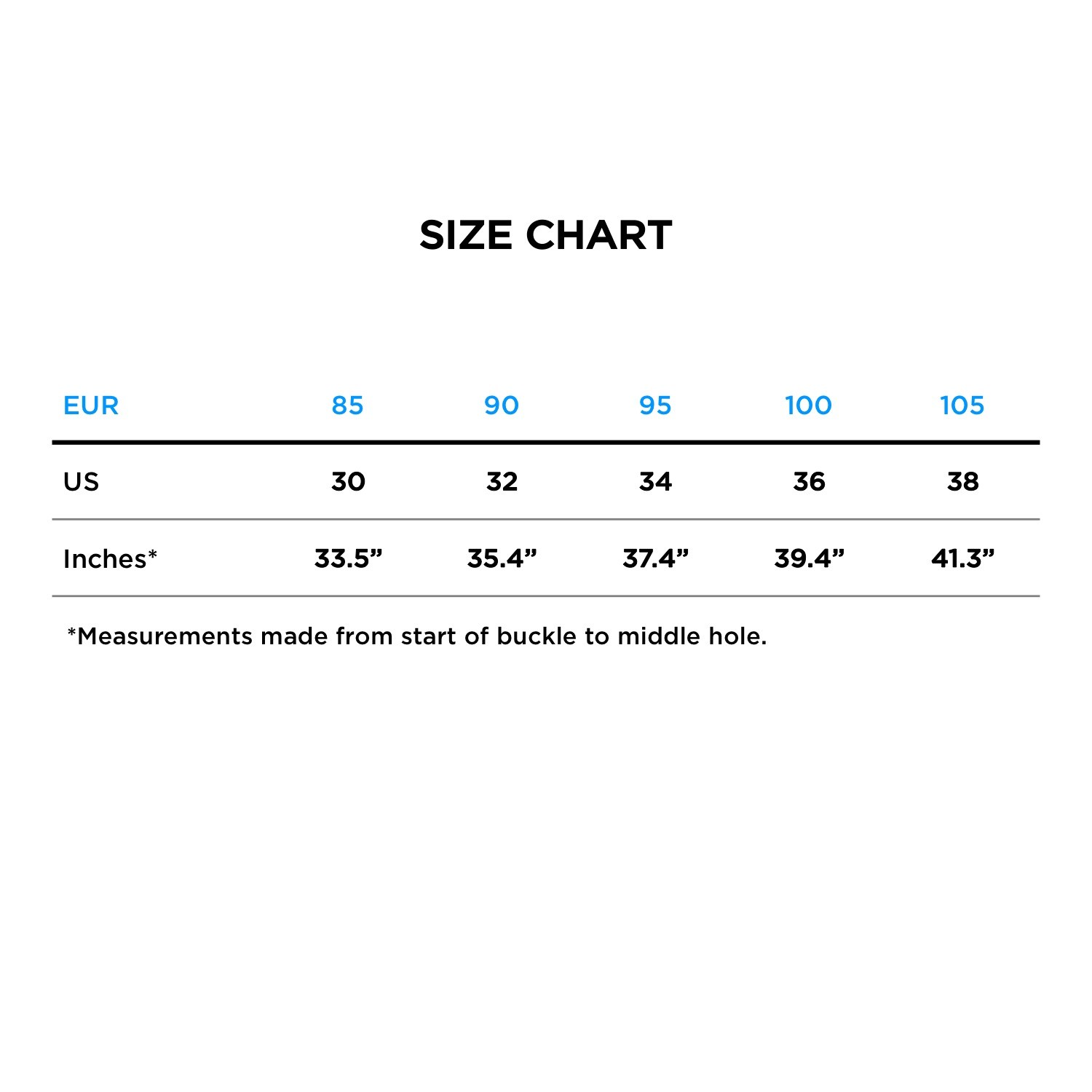 Gucci Size 85 Belt Chart