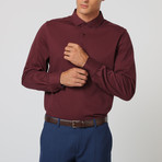 Long-Sleeve Pearl Button Polo // Bordeaux (XL)