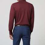 Long-Sleeve Pearl Button Polo // Bordeaux (XL)