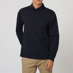 Long-Sleeve Pearl Button Polo // Navy (2XL)