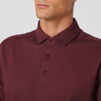 Long-Sleeve Pearl Button Polo // Bordeaux (XL)