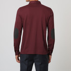 Long-Sleeve Patch Polo // Bordeaux (XL)