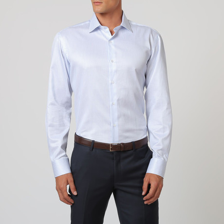 Dan Pinstripe Button Up Shirt // Blue + White (38)
