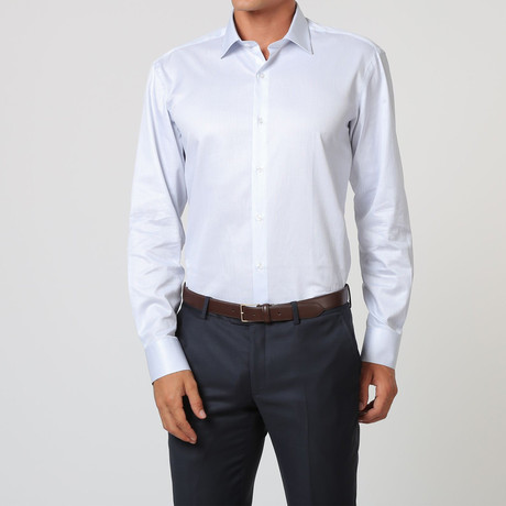 Thin Stripe Button Up Shirt // Pastel Blue + White (38)