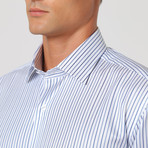 Classic Pinstripe Button Up Shirt // Navy + White (38)