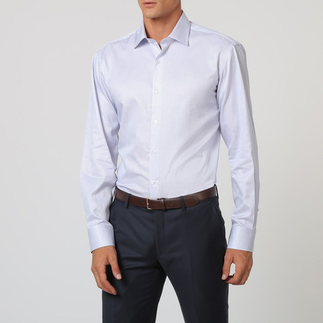 Chad Pinstripe Button Up Shirt // Light Blue + White (38)