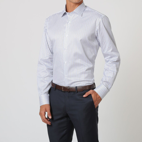 Stripe Button Up Shirt // Black + Blue + White (38)