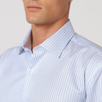 Pinstripe Button Up Shirt // Grey + Blue + White (38)