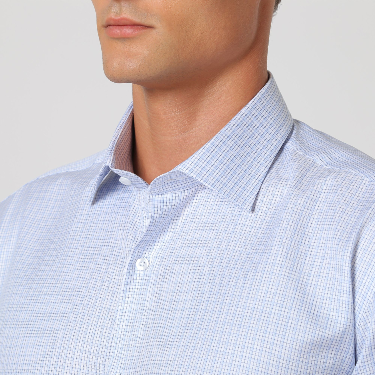 Small Check Button Up Shirt // Blue + White + Grey (38) - Tailor Cloth ...