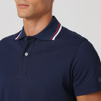 Short-Sleeve Stripe Collar Polo // Navy (S)