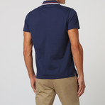 Short-Sleeve Stripe Collar Polo // Navy (S)