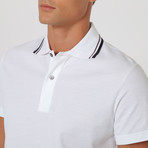 Short-Sleeve Stripe Collar Polo // White (M)