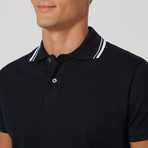 Short-Sleeve Stripe Collar Polo // Night Blue (M)