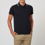 Short-Sleeve Stripe Collar Polo // Night Blue (M)