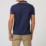 Short-Sleeve Contrast Stripe Collar Polo // Navy (XL)