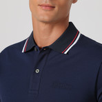 Short-Sleeve Contrast Stripe Collar Polo // Navy (XL)