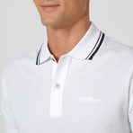 Short-Sleeve Contrast Stripe Collar Polo // White (2XL)