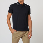 Short-Sleeve Contrast Stripe Collar Polo // Night Blue (2XL)