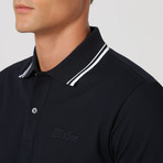 Short-Sleeve Contrast Stripe Collar Polo // Night Blue (2XL)