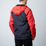 Kramer Raglan Colorblocked Jacket // Black + Red (L)