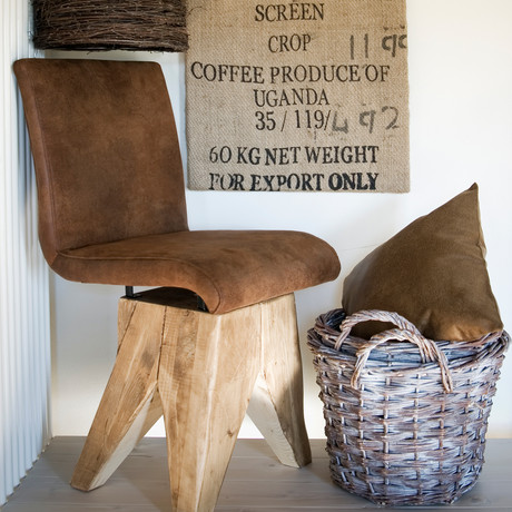 Stool + Backrest // Solid Wood Upholstery