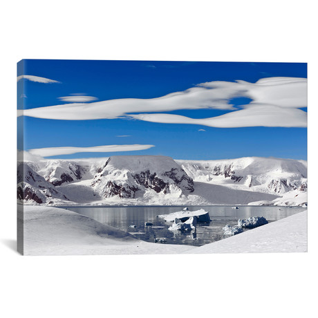 Snow-Covered Mountains Along Coast, Antarctica // Erik Joosten (26"W x 18"H x 0.75"D)
