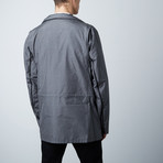 Water Resistant Convertible Hood Silk Coat // Black + Gray (Euro: 46)