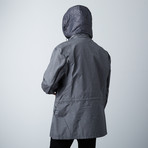 Water Resistant Convertible Hood Silk Coat // Black + Gray (Euro: 46)