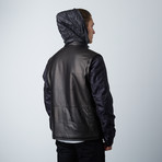 Convertible Sleeve Leather Vest Jacket // Black + Midnight (Euro: 48)