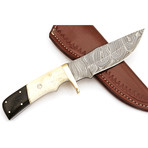 Handmade 10" Damascus Steel Hunting Knife + Sheath