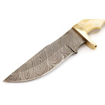 Handmade 10" Damascus Steel Hunting Knife + Sheath