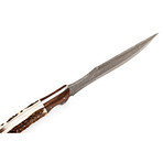 Custom Made Damascus Steel Hunting Knife + Sheath