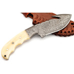 Damascus Skinner 9" Hunting Skinning Knife // Gut Hook