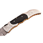 Damascus Pocket Knife // Horn Scale