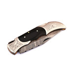 Damascus Pocket Knife // Horn Scale