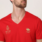 Polo Club V-Neck T-Shirt // Red (M)