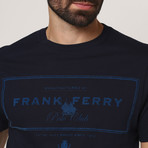 Border Frank Crew T-Shirt // Navy (L)