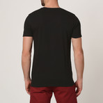 T-Shirt W/ Stitched Shoulder Detail // Black (L)