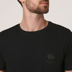 T-Shirt W/ Stitched Shoulder Detail // Black (S)