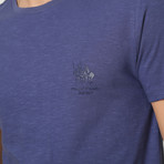 T-Shirt W/ Stitched Shoulder Detail // Indigo (L)