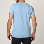 T-Shirt W/ Stitched Shoulder Detail // Light Blue (L)