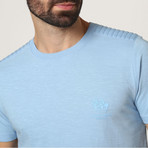T-Shirt W/ Stitched Shoulder Detail // Light Blue (M)