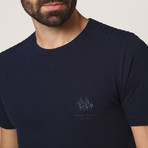 T-Shirt W/ Stitched Shoulder Detail // Navy (L)