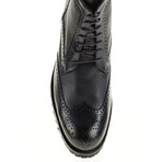 Textured Wing-Tip Boot // Navy (Euro: 44)