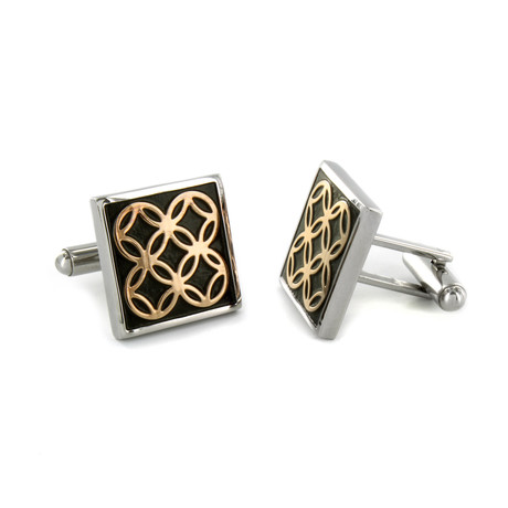 Gold Circles Square Cuff Links