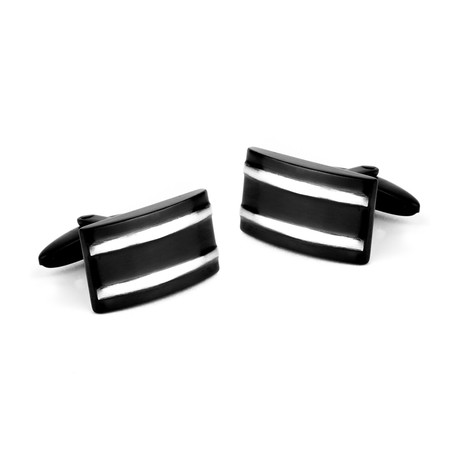 Striped Rectangular Cuff Links