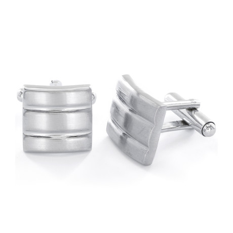 Double Grooved Square Cuff Links