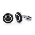 Black Inlay Domed Cuff Links