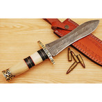 Handmade Damascus Steel Dagger // Camel Bone + Buffalo Horn